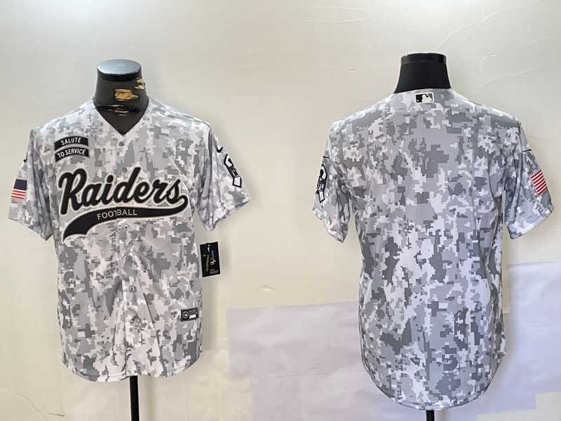 Mens Las Vegas Raiders Blank 2024 Arctic Camo Salute to Service Stitched Baseball Jersey